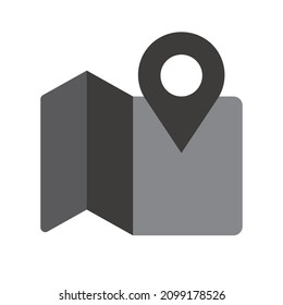 Black map and pin icons. Vectors.