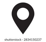 Black map pin pointer icon symbol location marker vector illustration with destination pointer navigation sign geotag vector