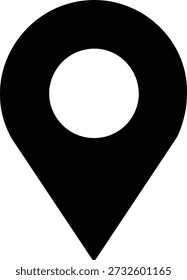 Alfiler negro del mapa con el centro blanco del círculo en un fondo blanco para los servicios de la ubicación