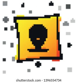 Black Map pointer with fast food burger icon isolated on white background. Yellow square button. Vector Illustration