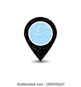 Black map pointer icon. GPS location symbol.