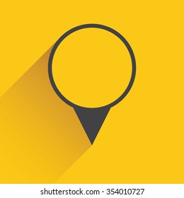 Black map pointer icon on yellow background
