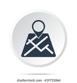 Black Map Pointer icon on white web button
