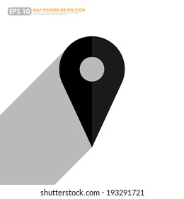 Black map pointer icon with shadow