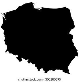 Black map of Poland isolated on white background