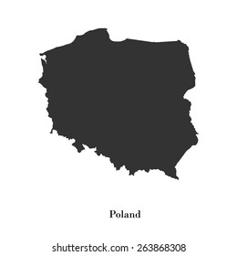 Black map of Poland for your design, concept Illustration.