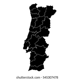 Black map of Portugal