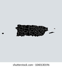 Black Map of Puerto Rico