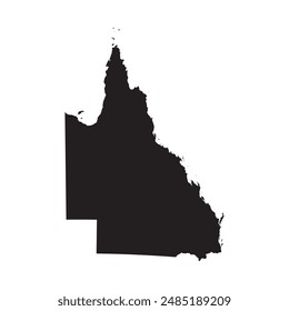 Black map of Queensland state. Vector illustration