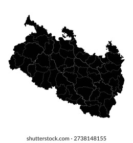 Black map of Rangpur isolated on white background. Vector illustration