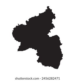 Black map of Rhineland-Palatinate isolated on white background. Vector illustration