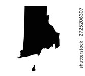Black map of Rhode Island isolated on white background. Vector illustration