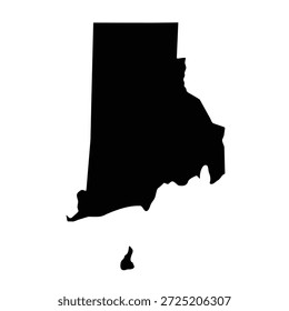 Black map of Rhode Island isolated on white background. Vector illustration