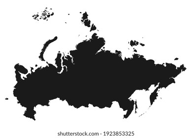 Black Map of Russia Vector Illustration