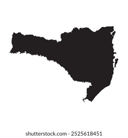 Mapa negro do estado de Santa Catarina isolado sobre fundo branco. Ilustração vetorial