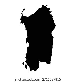 Mapa negro de Cerdeña aislado sobre fondo blanco. Ilustración vectorial