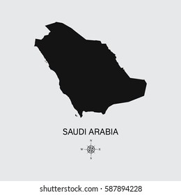 Black map of Saudi Arabia on gray background