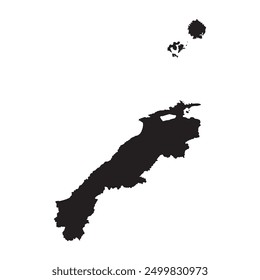Black map of Shimane prefecture isolated on white background. Vector illustration