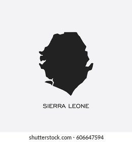 Black map of Sierra Leone on light gray background.