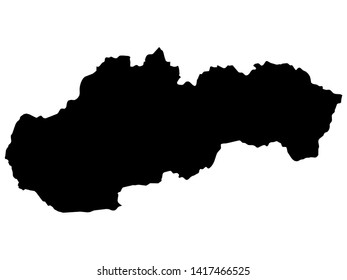 Black Map of Slovakia on White Background