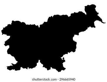 Black map of Slovenia isolated on white background