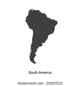 Black map of south america for your design, concept Illustration.