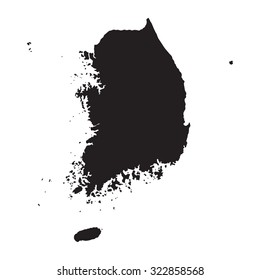 black map of South Korea