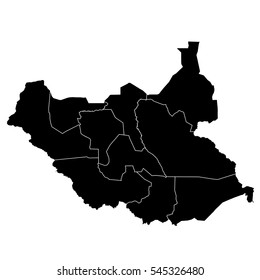 Black map of South Sudan