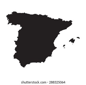 black map of Spain