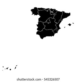 Black map of Spain