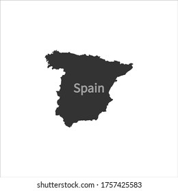 Black map of Spain with inscription for your design, vector illustration.
