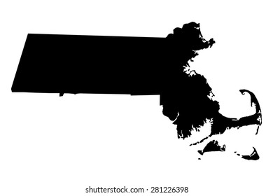 black map of state massachusetts