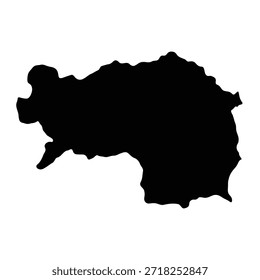 Black map of Styria isolated on white background. Vector illustration