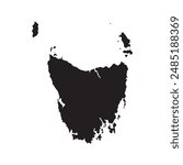 Black map of Tasmania state. Vector illustration