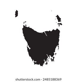 Black map of Tasmania state. Vector illustration