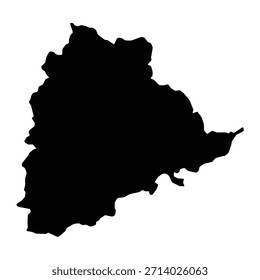 Mapa negro de Telangana aislado sobre fondo blanco. Ilustración vectorial