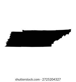 Mapa negro de Tennessee aislado sobre fondo blanco. Ilustración vectorial