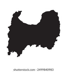 Mapa negro de la prefectura de Toyama aislado sobre fondo blanco. Ilustración vectorial