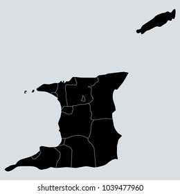 Black  Map of Trinidad and Tobago.Gray background.