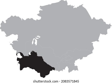 Black Map of Turkmenistan inside the gray map of Central region of Asia