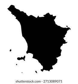 Mapa preto da Toscana isolado no fundo branco. Ilustração vetorial