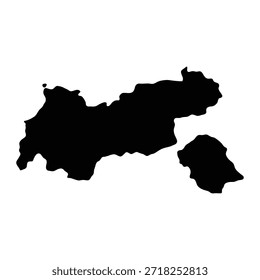 Mapa negro del Tirol aislado sobre fondo blanco. Ilustración vectorial