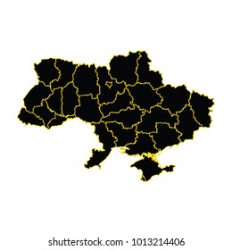 Black Map of Ukraine.