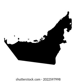 black map of united arab emirates vector illustration isolated on white background