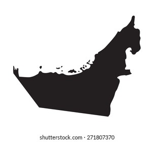 black map of United Arab Emirates