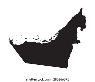 black map of United Arab Emirates