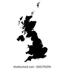 Mapa negro de la ilustración vectorial del Reino Unido aislado en fondo blanco
