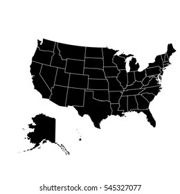 Black map of USA