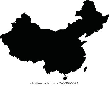 black map vector of China Tiongkok