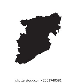 Mapa negro de Viseu aislado sobre fondo blanco. Ilustración vectorial